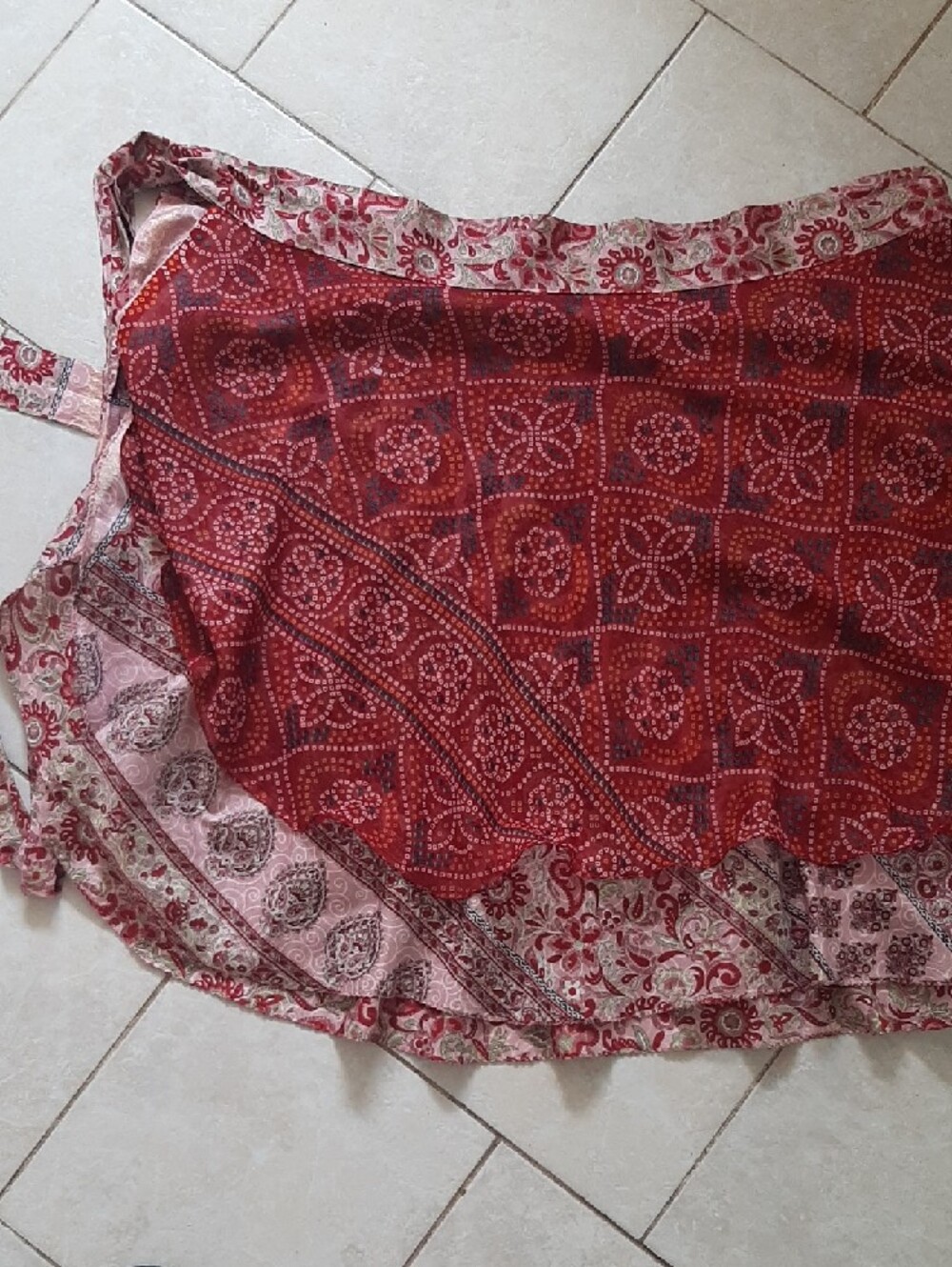 HANDMADE✌Boho WRAP Tie-Waist Midi Skirt MADE from SARI Fits Sz Small/Extra Lge - Picture 9 of 9